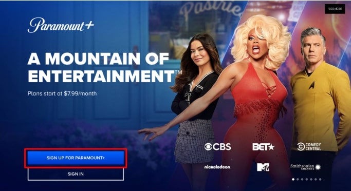 Sign up to Paramount Plus