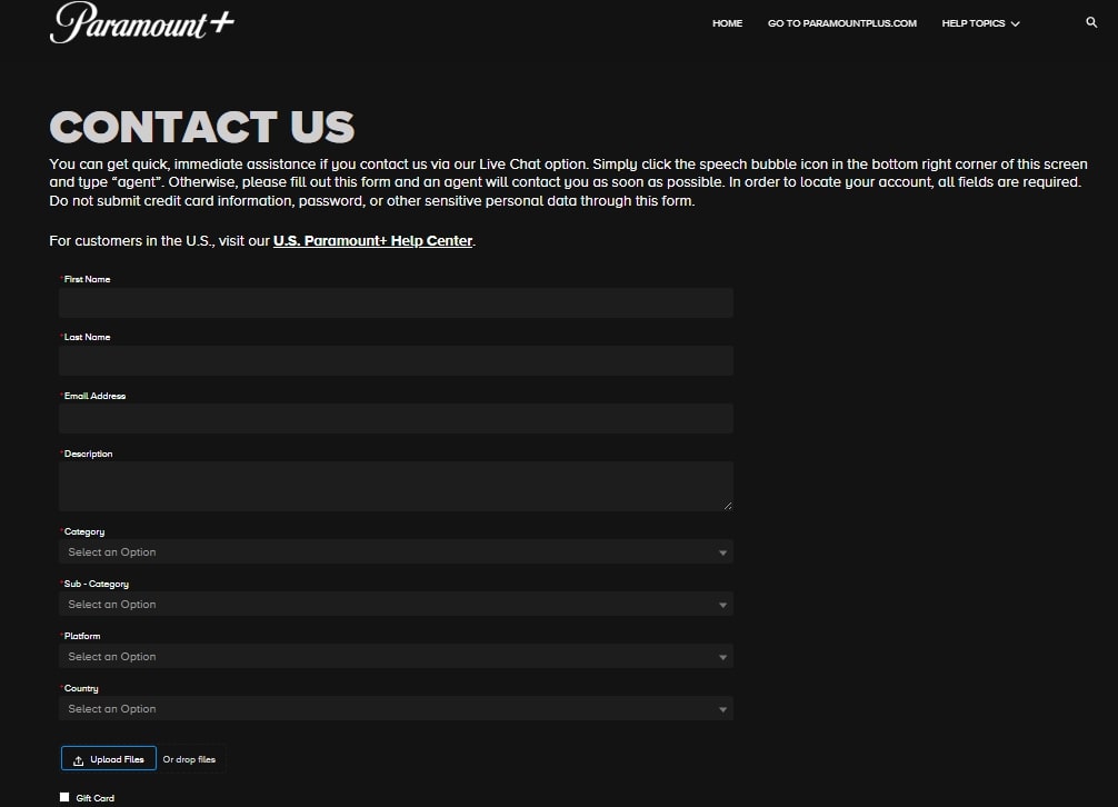 Paramount Plus Contact
