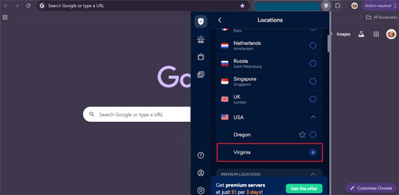 Choose Desired Region