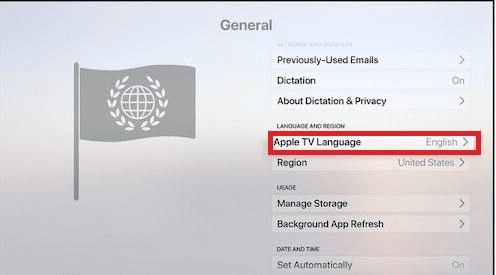 Apple TV Language in Settings