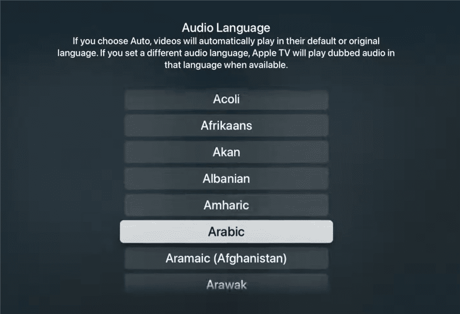 Change Language on Apple TV App