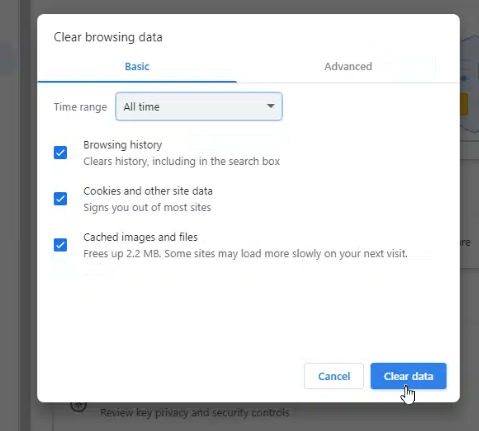 Clear Cache in Chrome