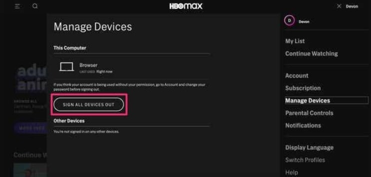 Sign All Devices Out