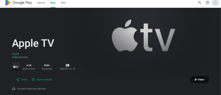 Apple TV on the Playstore