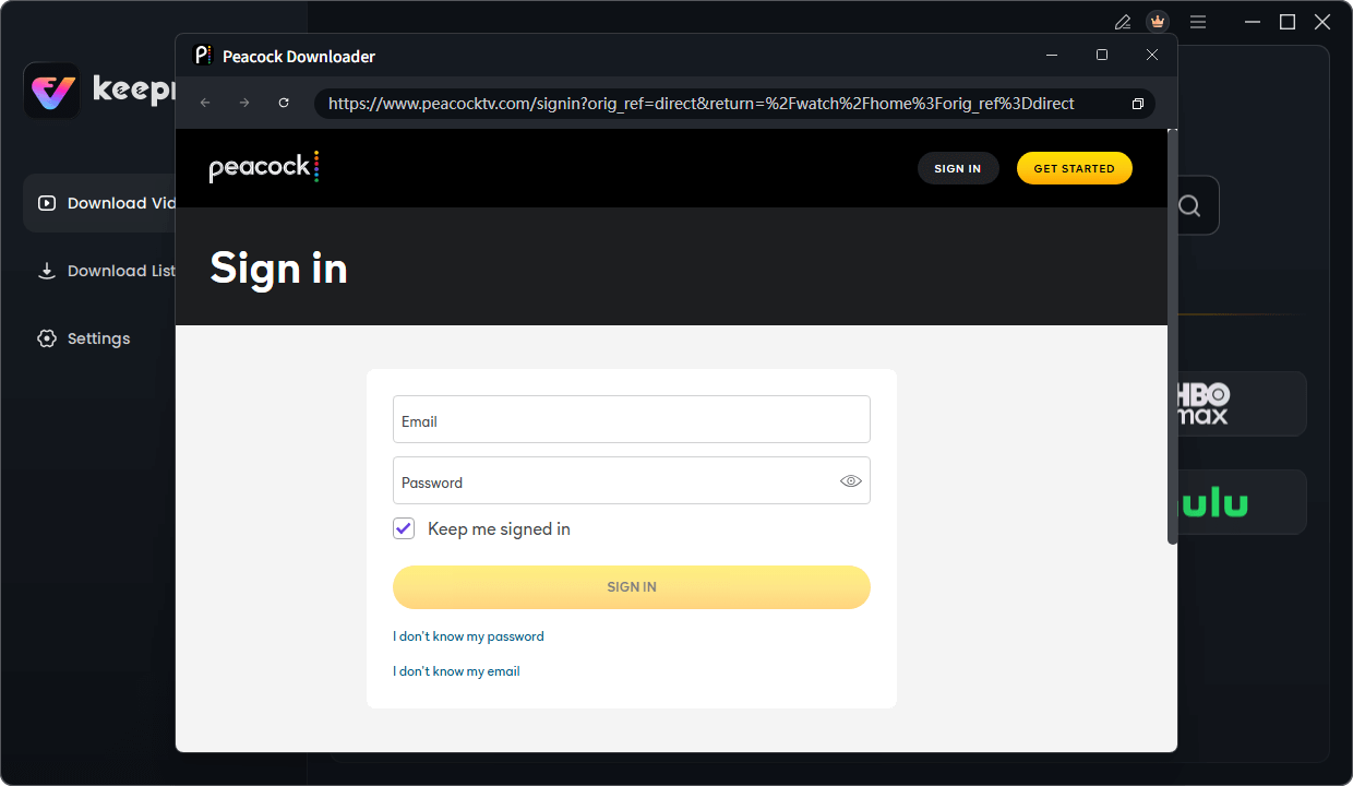 Sign in Your Peacock Account