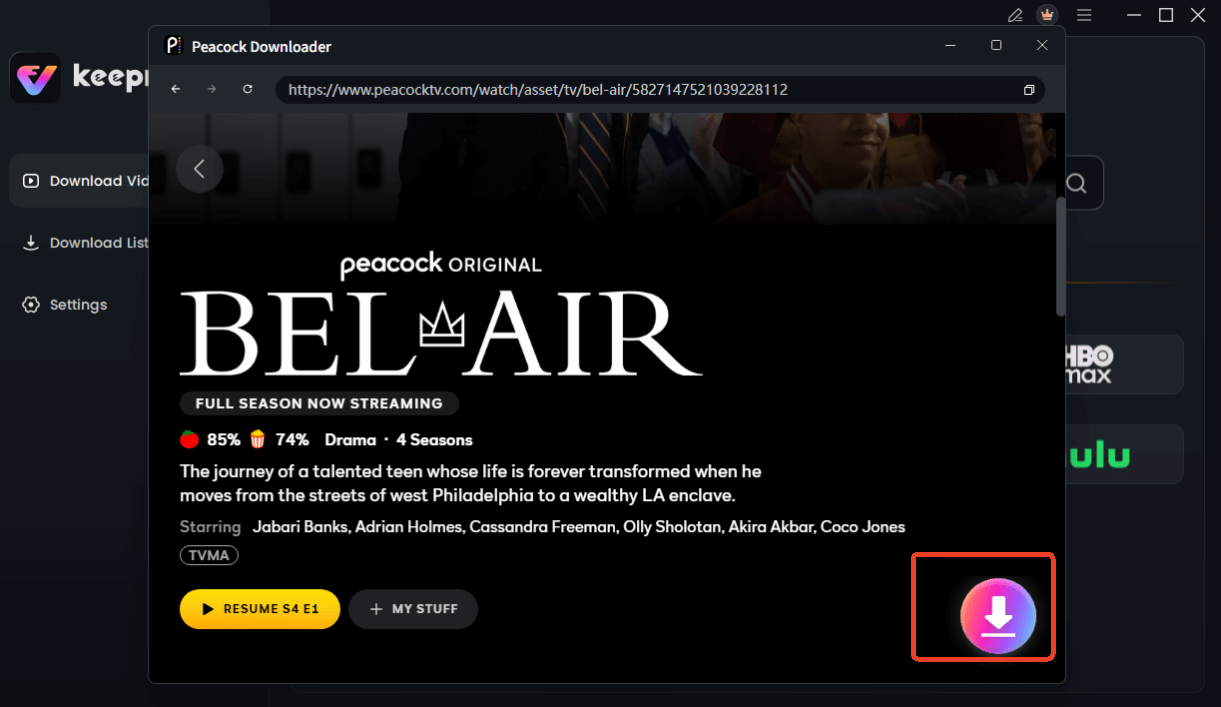 Choose Peacock Video to Download