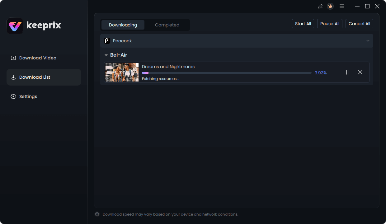 Downloading Peacock Video
