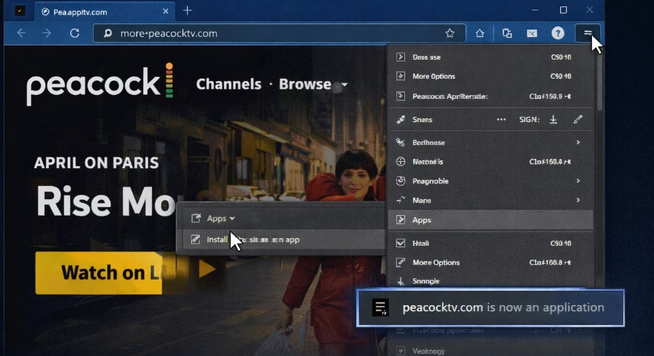 Create a Peacock PWA on Windows