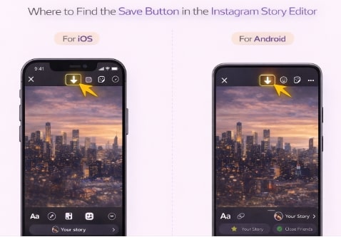 Find Save Button in the Instagram Video Editor