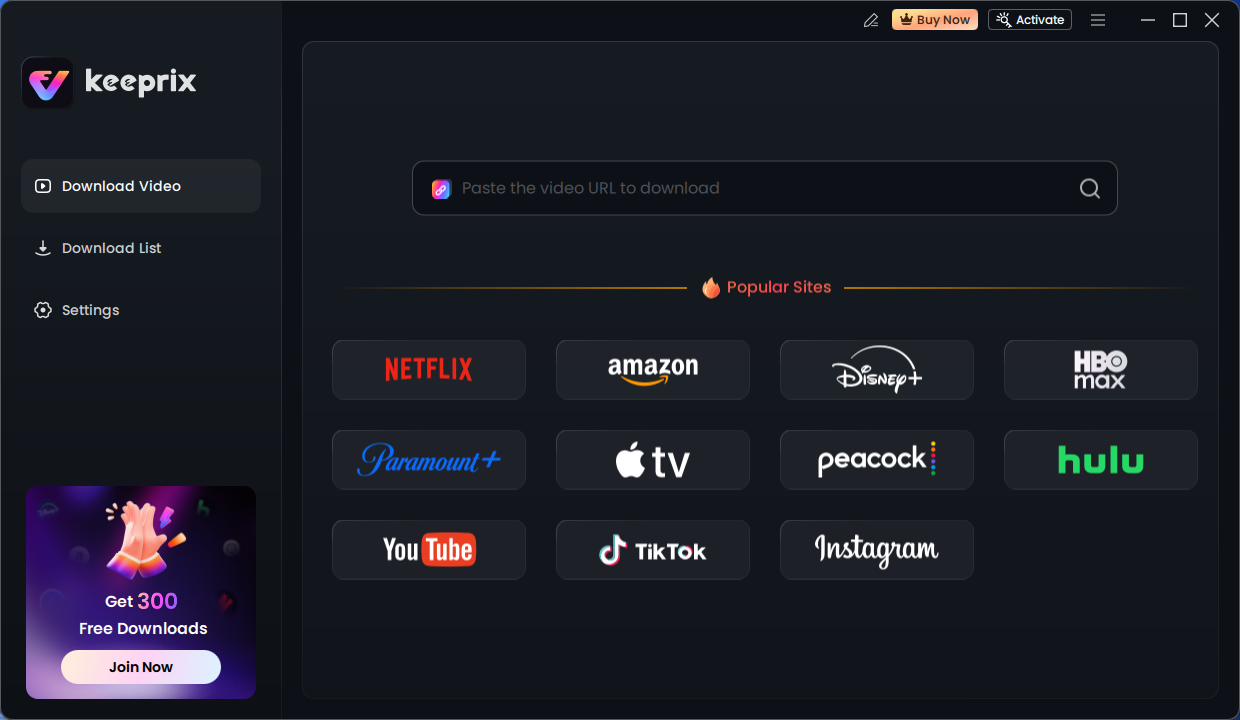 Keeprix Download Main Screen