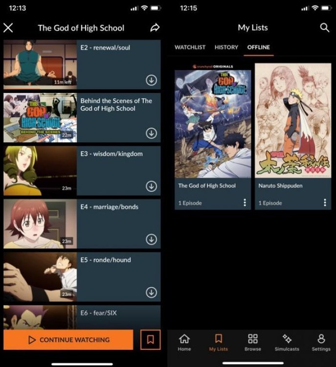 Download from Crunchyroll App