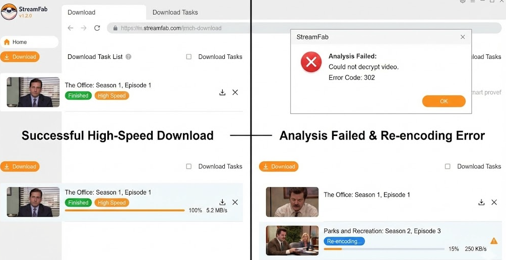 High-Speed Download VS Failed Re-encoding Error