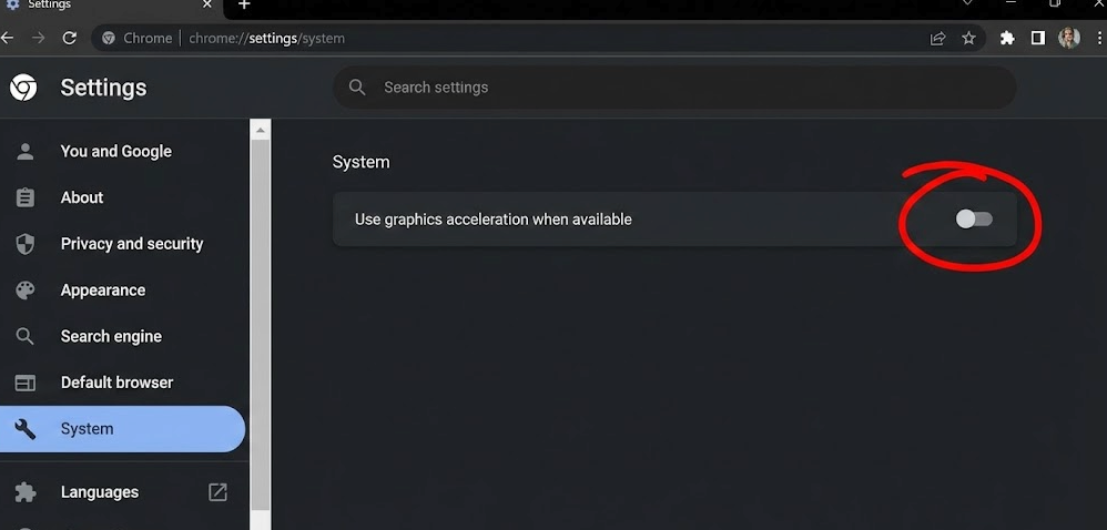 Turn Off the Use Graphics Acceleration