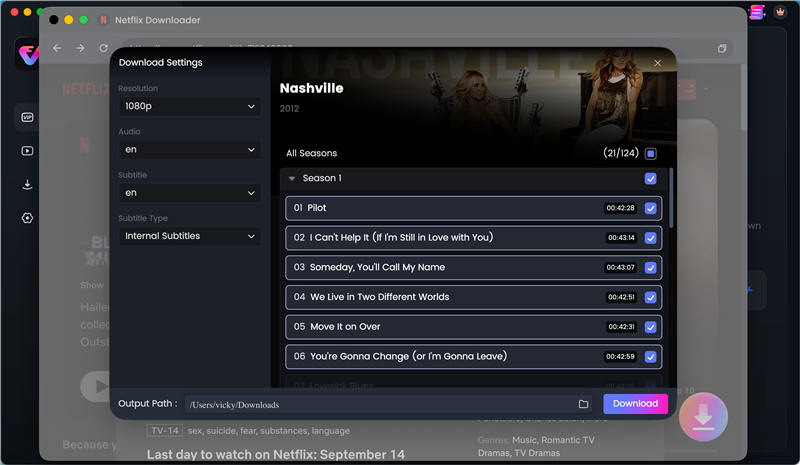 Choose shows you want, and save them on your device!