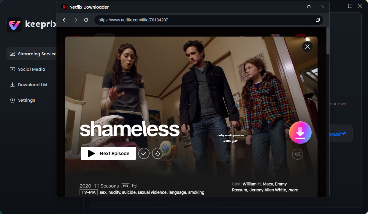 Search and Find Shameless on Netflix