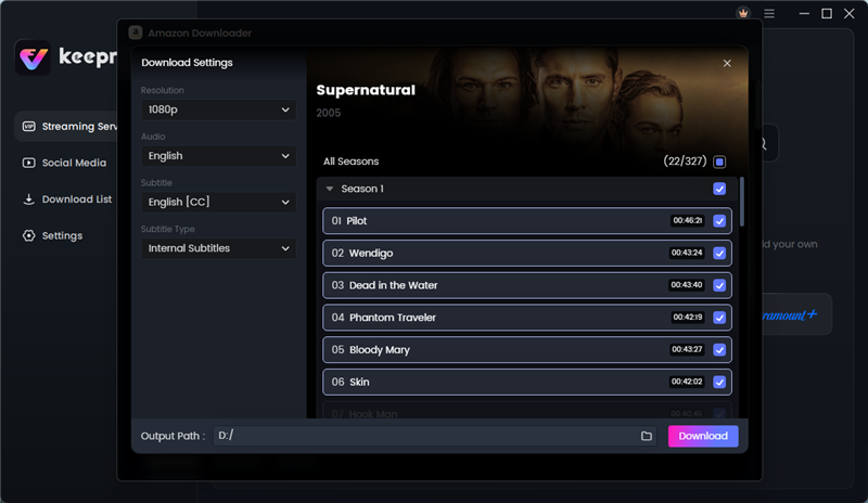 Download Supernatural from Amzon Prime