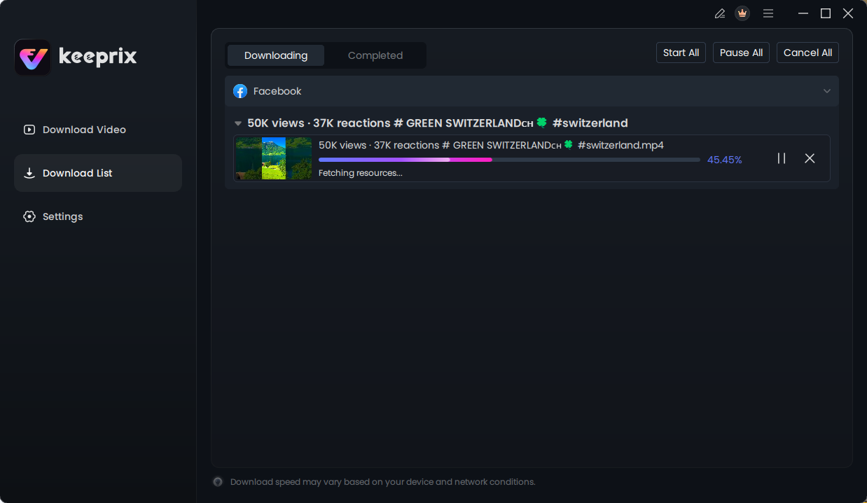 View the Downloading Progress