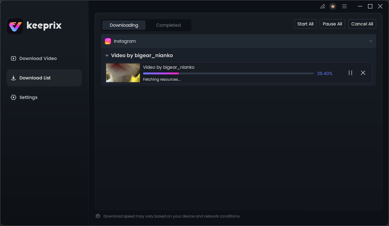 View the Downloading Progress