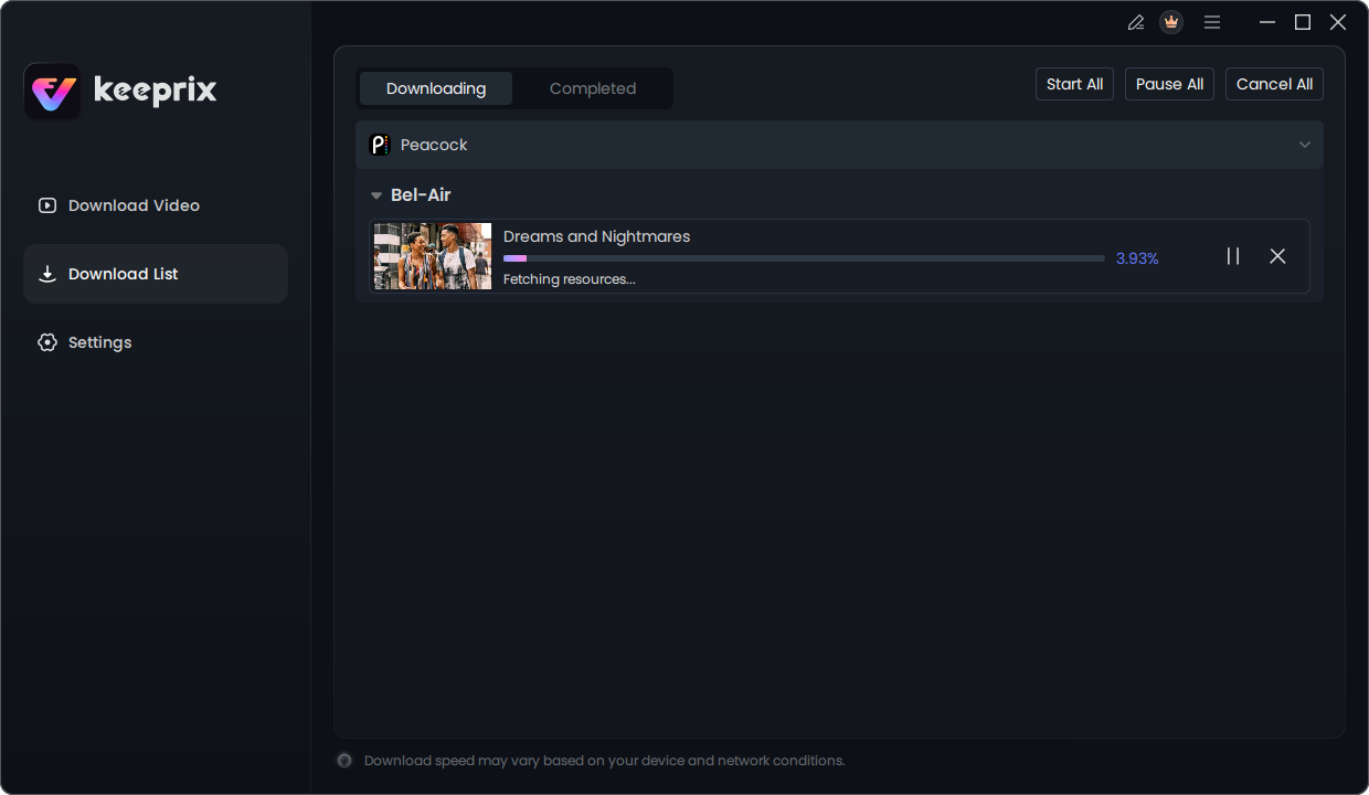 View the Downloading Progress