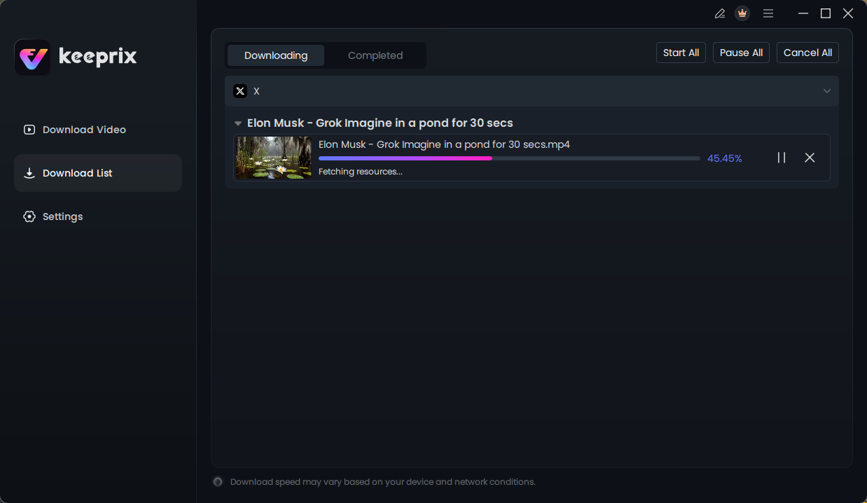 View the Downloading Progress