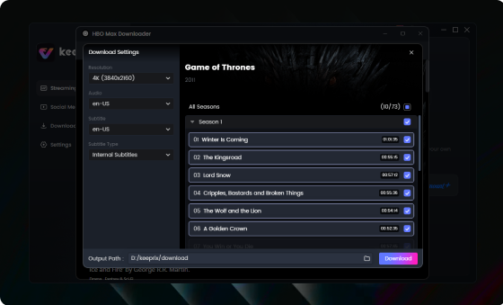 Download and organize hbomax videos as local files