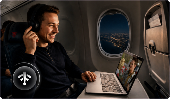 Flujo de descarga de Netflix preparado para viajes