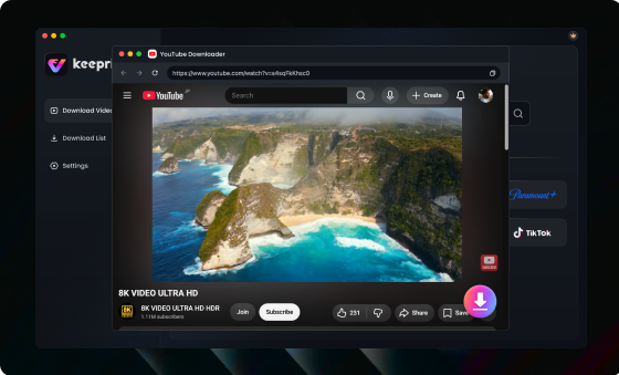 Choose youtube access and output settings
