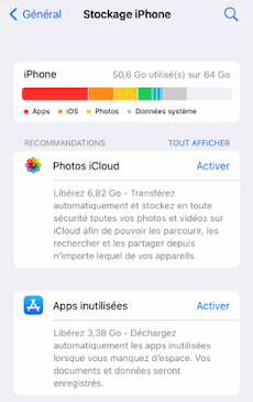 Stockage iPhone