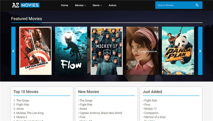 AZMovies Interface