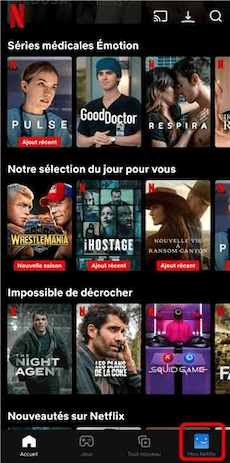 Accès au menu de l’application