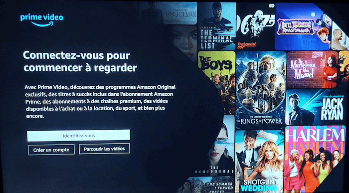 Page d’accueil d’Amazon Prime Video sur TV
