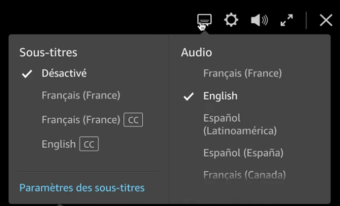 Paramètres des sous-titres