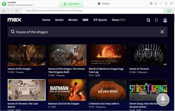 Recherche d’un film sur TunePat HBO Max