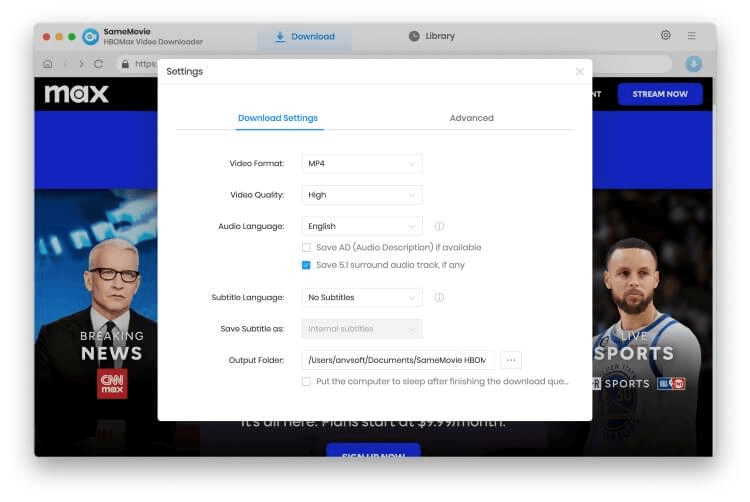 Paramétrage des vidéos à télécharger sur SameMovie