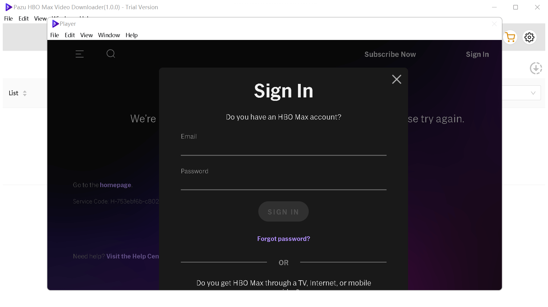 Connexion à HBO Max sur Pazu