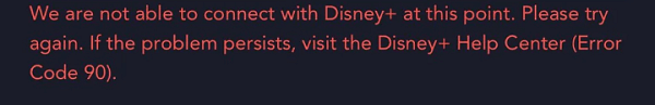 Le code d’erreur 90 de Disney Plus