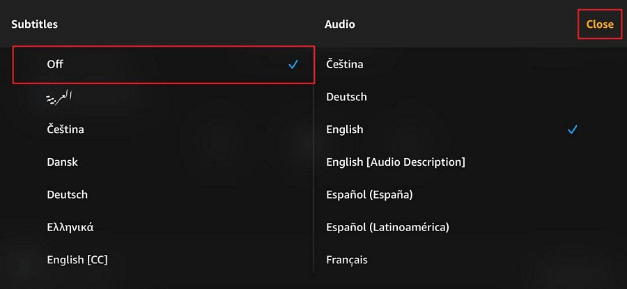 Désactivation des sous-titres sur le mobile