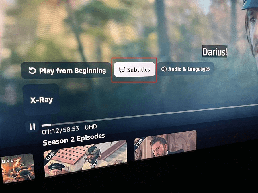 Apparition du menu des sous-titres