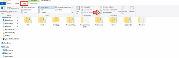 Éléments cachés sous Windows
