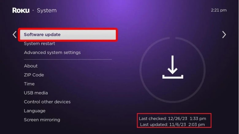 Mise à jour du logiciel d'accès