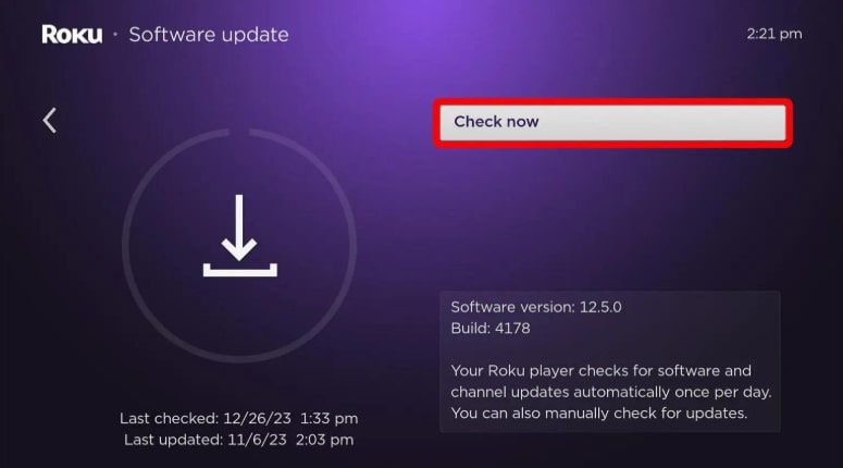 Vérifier les mises à jour du système