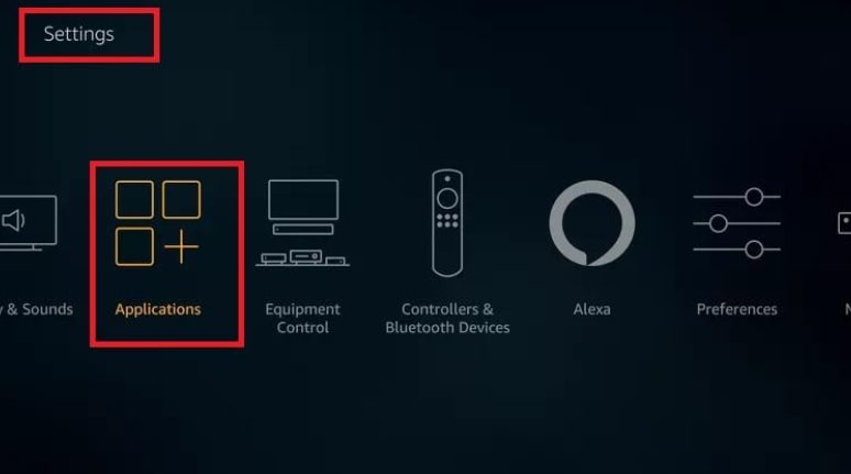 Choisissez Applications dans les paramètres