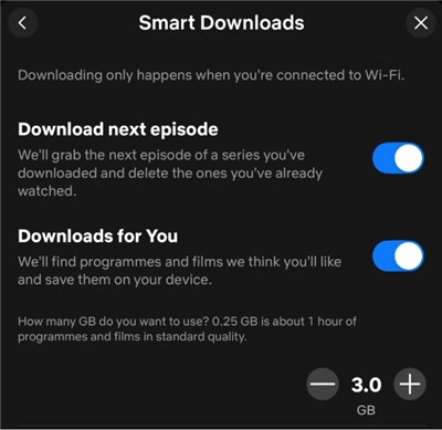 Ajustez le stockage que vous souhaitez utiliser