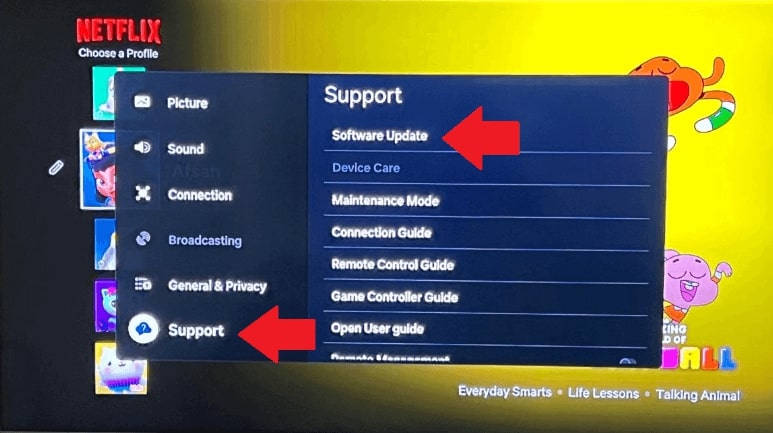 Accédez à Mise à jour du logiciel depuis les Paramètres
