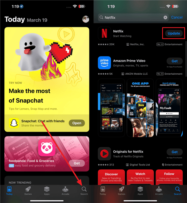 Mettre à jour l'application Netflix