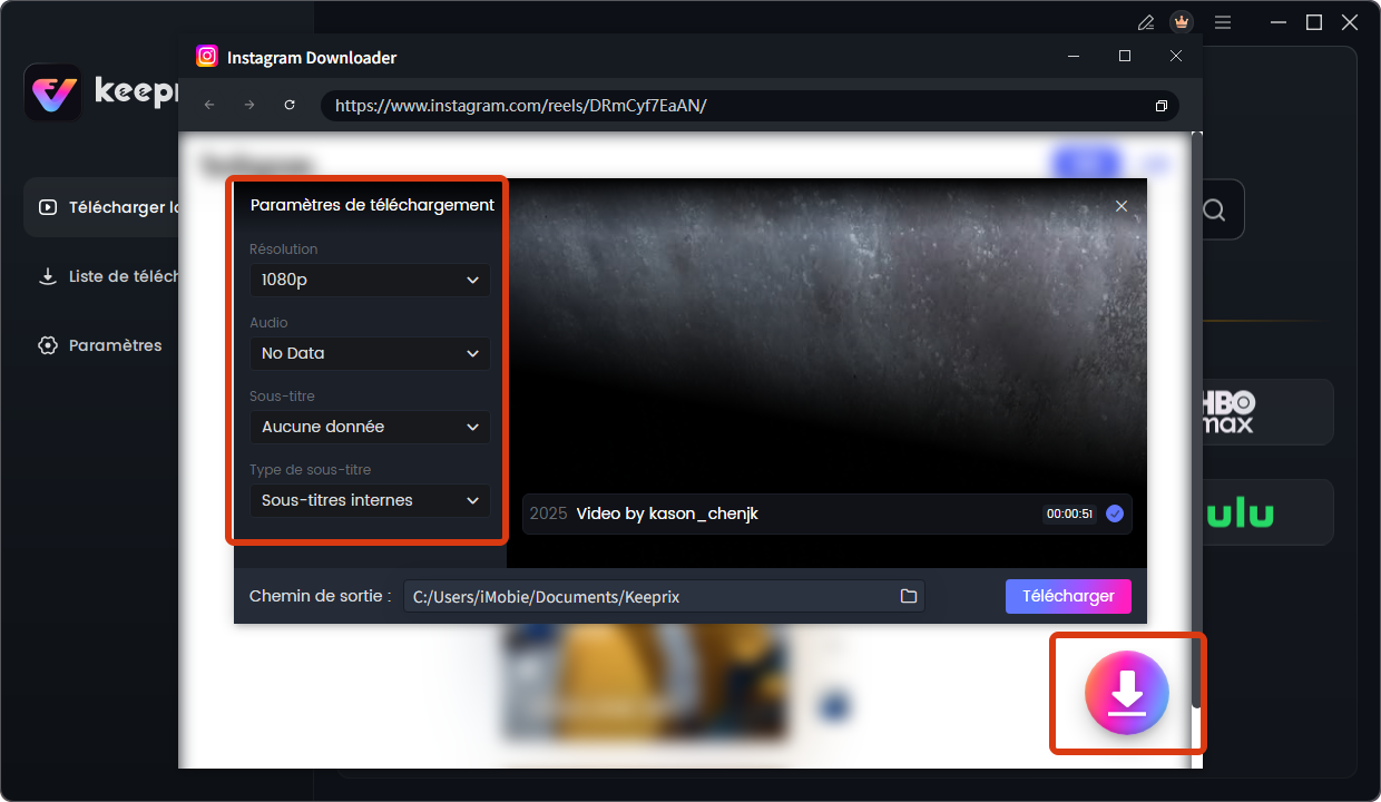 Choisir les paramètres