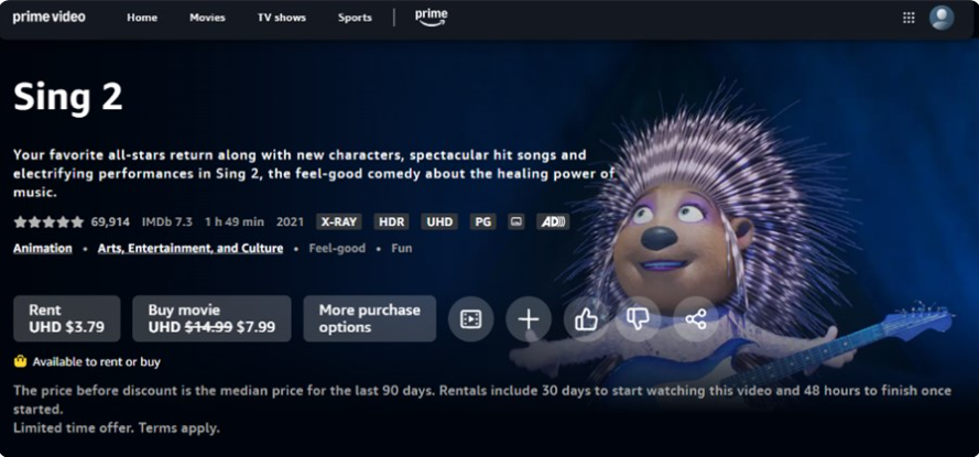 Suche Sing 2 auf Amazon Prime Video