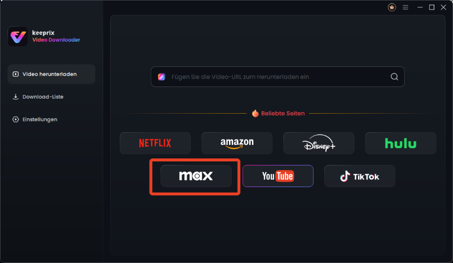 HBO Max auswählen