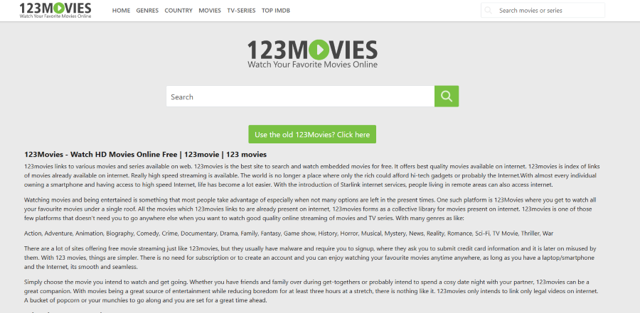 123Movies Schnittstelle