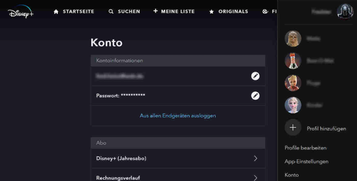 Upgrade auf werbefreies Disney Plus